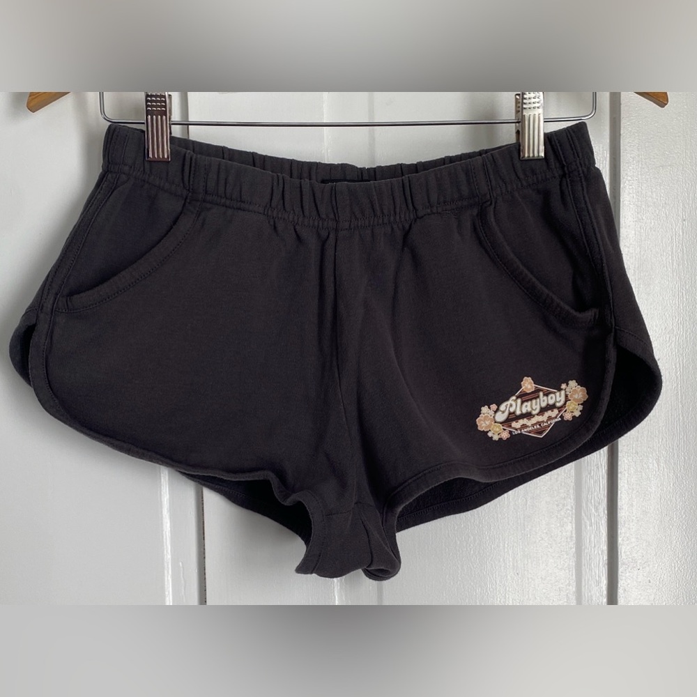 Playboy by PacSun faded black Dolphin Hem Lounge Shorts Small